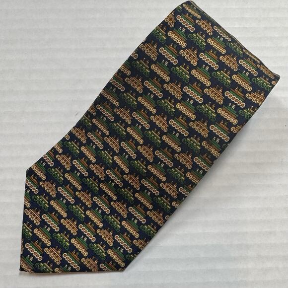 Salvatore Ferragamo Tie Novelty Silk Nautical Boats on Waves Ship Motif Italy - Picture 1 of 7